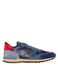 Navy Camouflage Suede Athletic Shoes