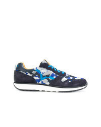 Navy Camouflage Suede Low Top Sneakers