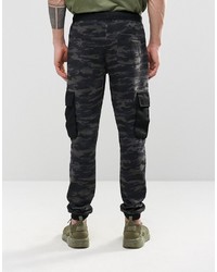 Asos Brand Standard Joggers In Camo With Cargo Styling