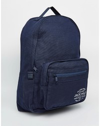 Jack Wills Canvas Backpack In Navy