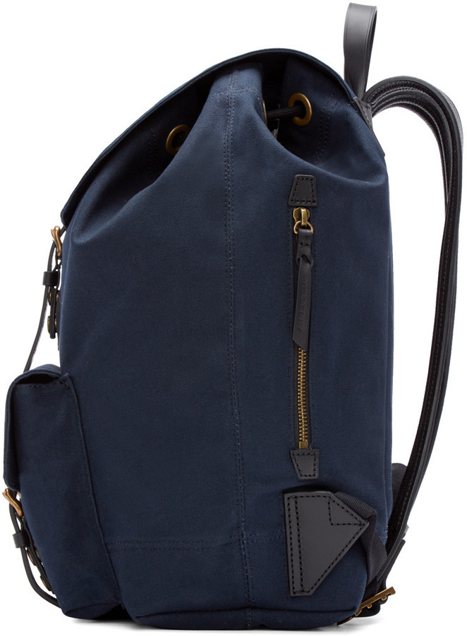 Burberry London Navy Canvas Brookdale Backpack, $1,250 | SSENSE | Lookastic