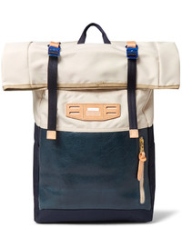 MASTERPIECE Master Piece Roll Top Leather Panelled Canvas Backpack