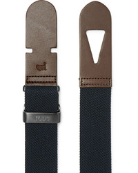Tod's 3cm Blue Leather Trimmed Canvas Belt