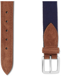 Andersons Andersons 35cm Blue Suede Trimmed Canvas Belt