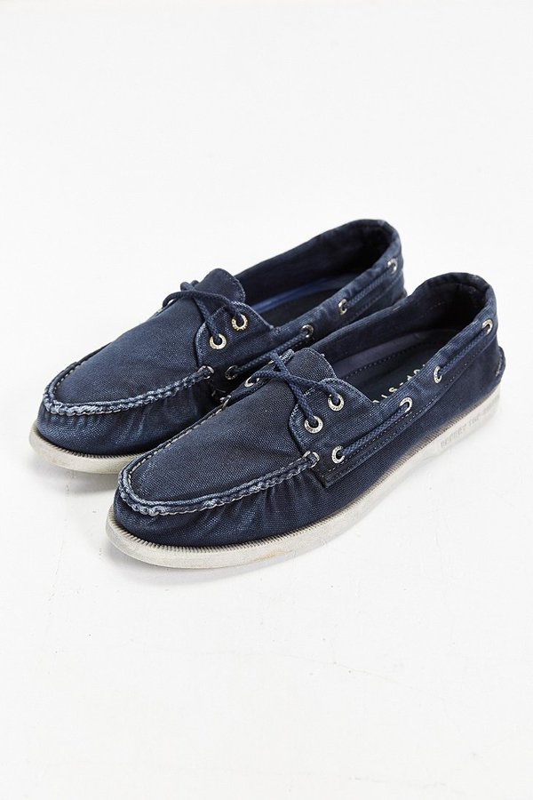 sperry washed canvas boat shoe