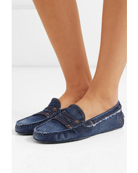 Tod's Gommino Distressed Denim Loafers
