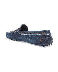 Tod's Gommino Distressed Denim Loafers
