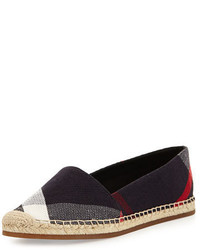 Burberry Hodgeson Check Canvas Flat Espadrille Navy Check