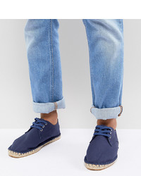 ASOS DESIGN Wide Fit Lace Up Espadrilles In Navy Canvas