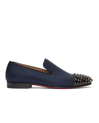 Christian Louboutin Navy And Black Spooky Spike Loafers