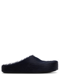 Marni Navy Calf Hair Fussbett Sabot Loafers