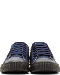 Yohji Yamamoto Navy Canvas Lace Up Sneakers