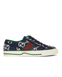Gucci Navy Gg 1977 Tennis Sneakers