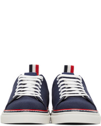 Thom Browne Navy Stripe Tennis Sneakers