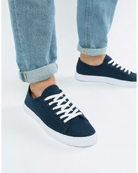 ASOS DESIGN Trainers In Navy Canvas