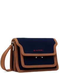 Marni Navy Brown Mini Trunk Messenger Bag