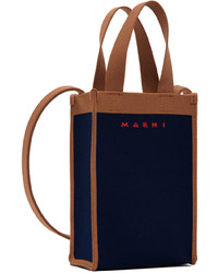 Marni Navy Brown Nano Messenger Bag