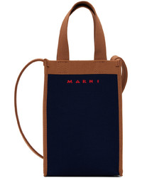 Marni Navy Brown Nano Messenger Bag