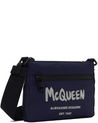 Alexander McQueen Navy Graffiti Messenger Bag
