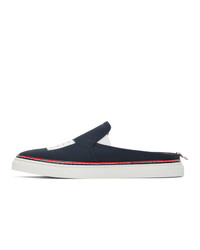 Thom Browne Navy 4 Bar Slip On Loafers