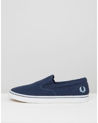 Fred Perry Underspin Slipon Canvas Sneakers In Navy