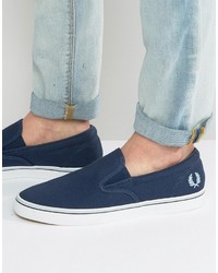 Fred Perry Underspin Slipon Canvas Sneakers In Navy
