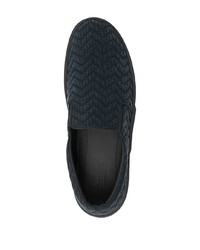 Giorgio Armani Zigzag Embroidered Slip On Sneakers