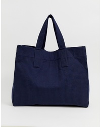 Weekday Recycled Edition Large Tote Bag In Navy Blue