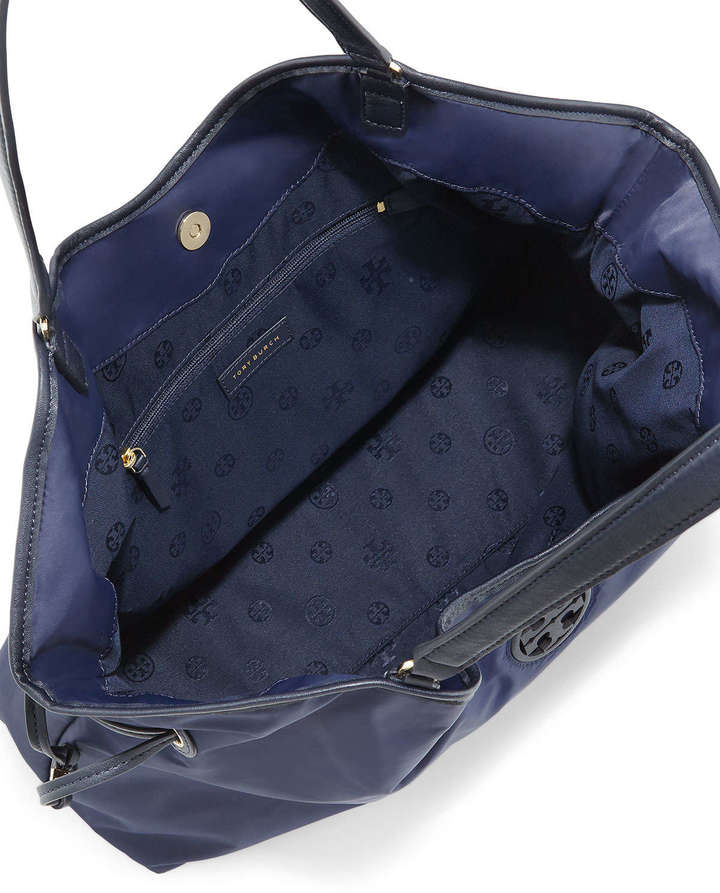 Tory Burch Slouchy Nylon Tote Bag Tory Navy, $325 | Neiman Marcus |  Lookastic