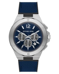 MICHAEL Michael Kors Lennox Chronograph Leather Watch In Blue At Nordstrom