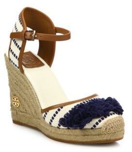 Tory Burch Shaw Striped Wedge Espadrilles, $250 | Saks Fifth Avenue |  Lookastic