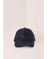 Missguided Faux Suede Baseball Cap Navy