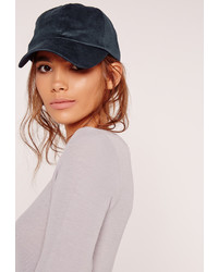 Missguided Navy Faux Suede Baseball Cap