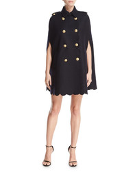 RED Valentino Scalloped Double Breasted Cape Navy