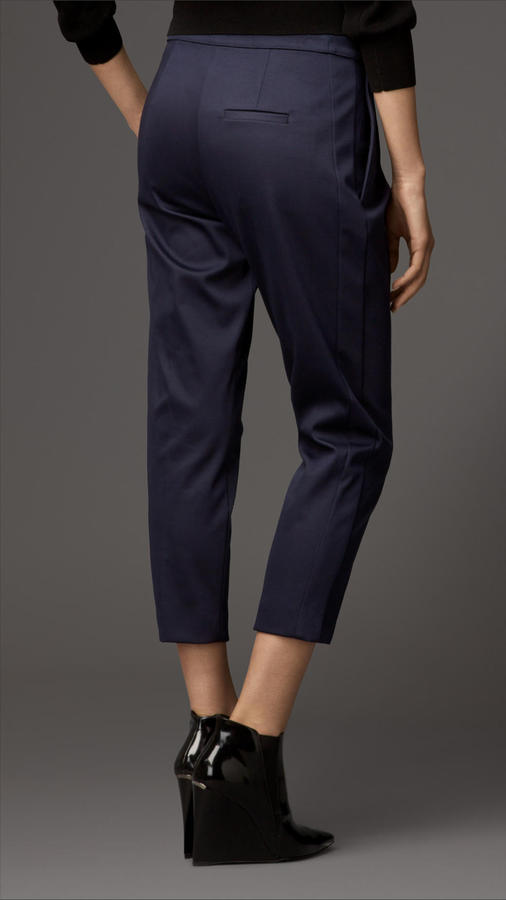 Burberry Satin High Waist Cropped Trousers, $450 | Burberry | Lookastic