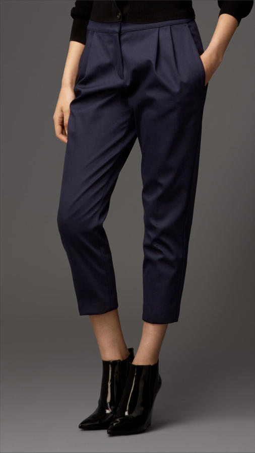Burberry Satin High Waist Cropped Trousers, $450, Burberry