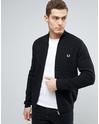 Fred Perry Bomber Neck Cardigan In Navy