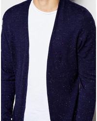 Asos Brand Cotton Buttonless Cardigan In Navy Nep Cotton