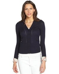 Burberry Brit Navy Cashmere Cotton Cropped Cardigan