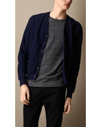 Burberry Suede Patch Wool Cardigan