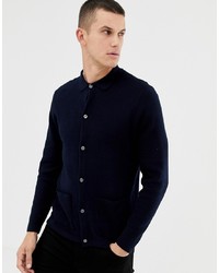Burton Menswear Button Up Knitted Polo In Navy