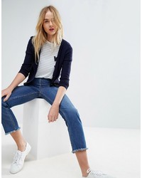 Asos Cardigan In Rib With Button Detail