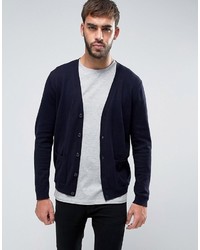 Asos Cotton Cardigan With Pockets In Navy