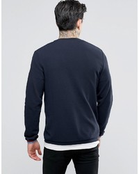 Fred Perry Cardigan In Pique In Navy