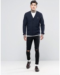 Fred Perry Cardigan In Pique In Navy
