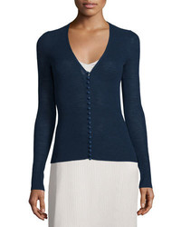 The Row Jair V Neck Button Front Cardigan Marble Bright Blue
