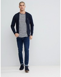 Farah Jessie Ribbed Button Cardigan In Navy