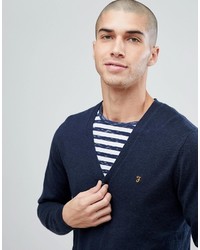 Farah Jessie Ribbed Button Cardigan In Navy