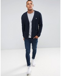 Abercrombie & Fitch Knit Cardigan Icon Logo In Navy
