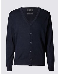 Marks and Spencer Merino Wool Blend Tailored Fit Cardigan